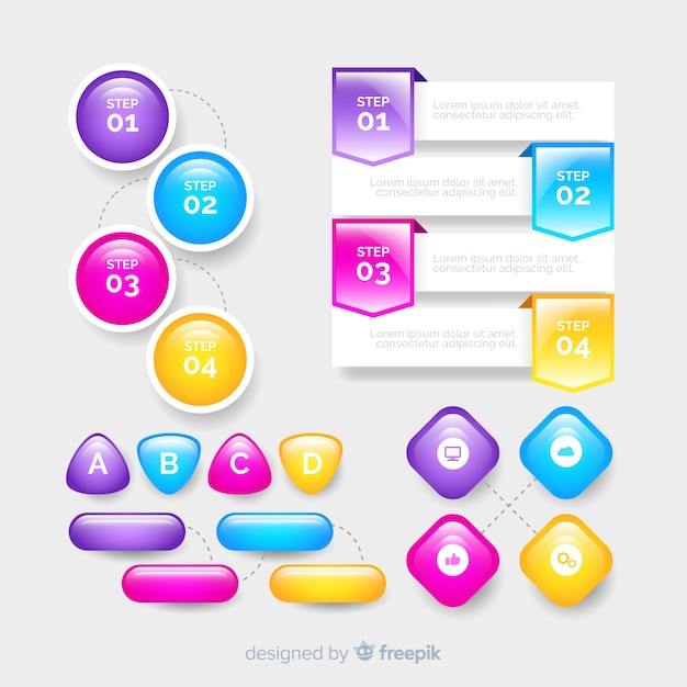 Vecteur gratuit Éléments d'infographie brillants réalistes