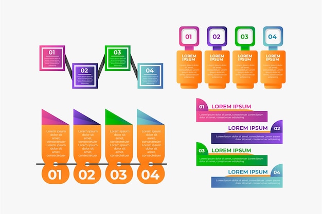 Vecteur gratuit Éléments d'infographie de dégradé