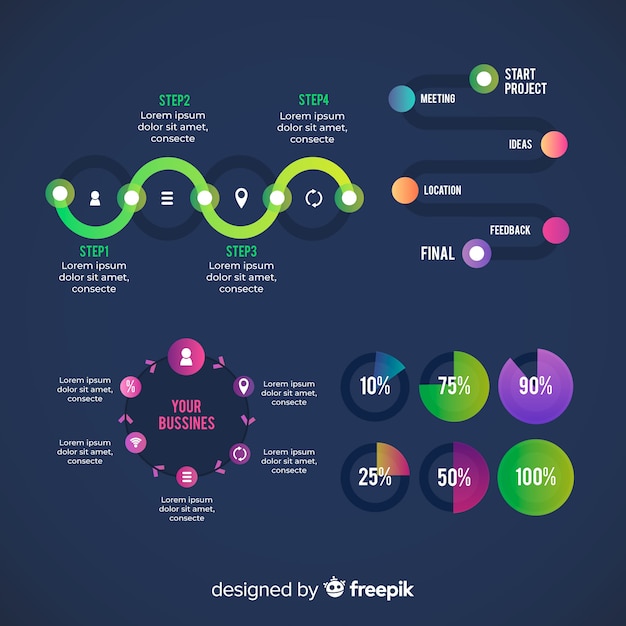 Vecteur gratuit Éléments d'infographie plats avec la collecte de statistiques