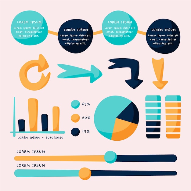 Vecteur gratuit Éléments d'infographie de style dessinés à la main