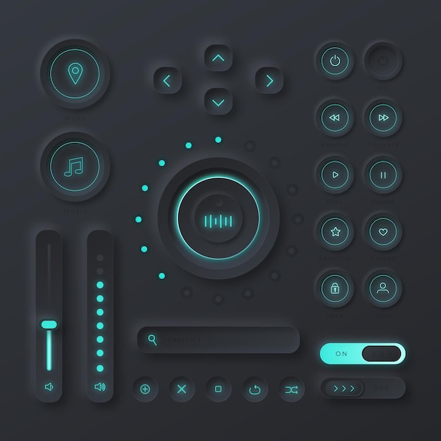 Éléments d'interface utilisateur de conception néomorphe réalistes