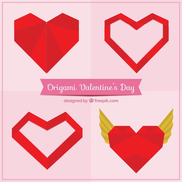 Vecteur gratuit éléments de jour origami valentine