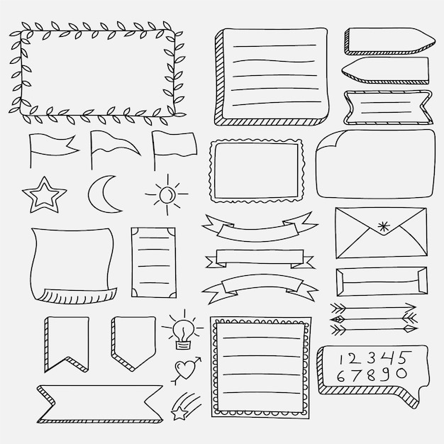 Éléments de journal de balle dessinés à la main