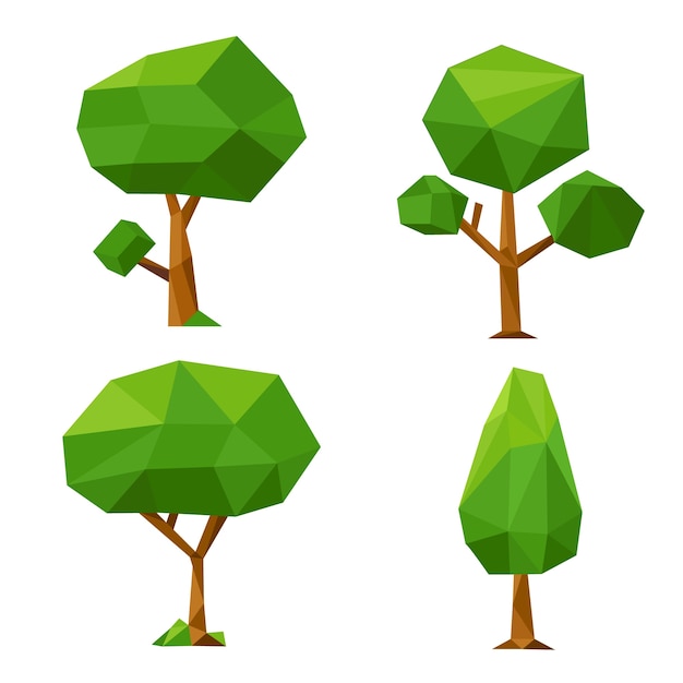 Éléments de nature low poly design plat