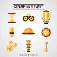 Vecteur gratuit Éléments d'or dans le style steampunk