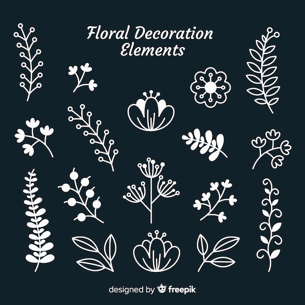 Éléments D'ornement Floral Dessinés à La Main