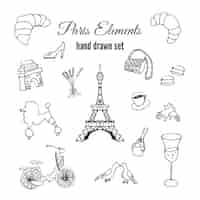 Vecteur gratuit Éléments de paris dessinés à la main