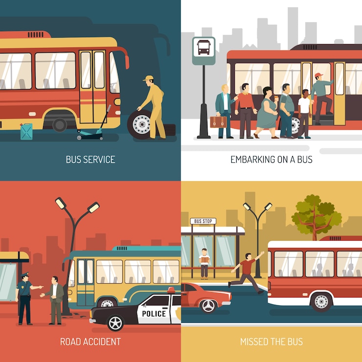 Vecteur gratuit éléments et personnages de l&#39;arrêt de bus