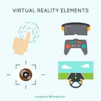 Vecteur gratuit Éléments de réalité virtuelle dans la conception plate