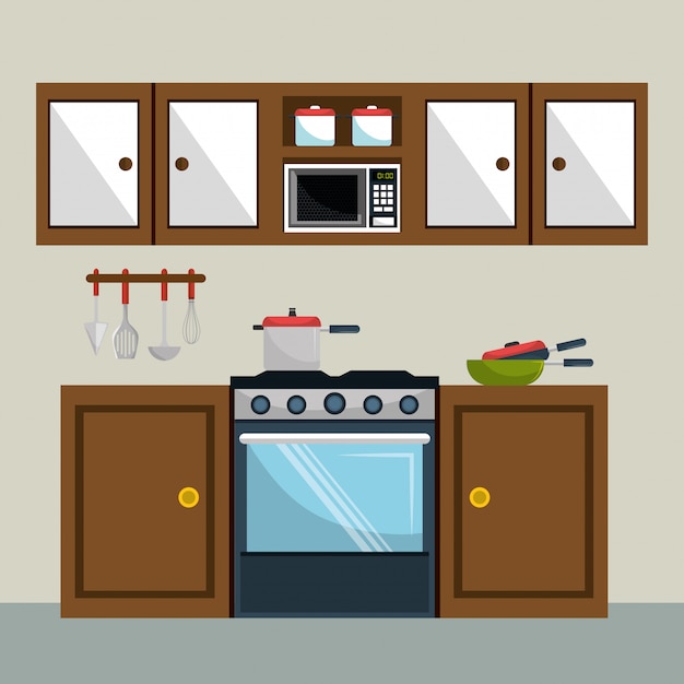 éléments de scène de cuisine moderne