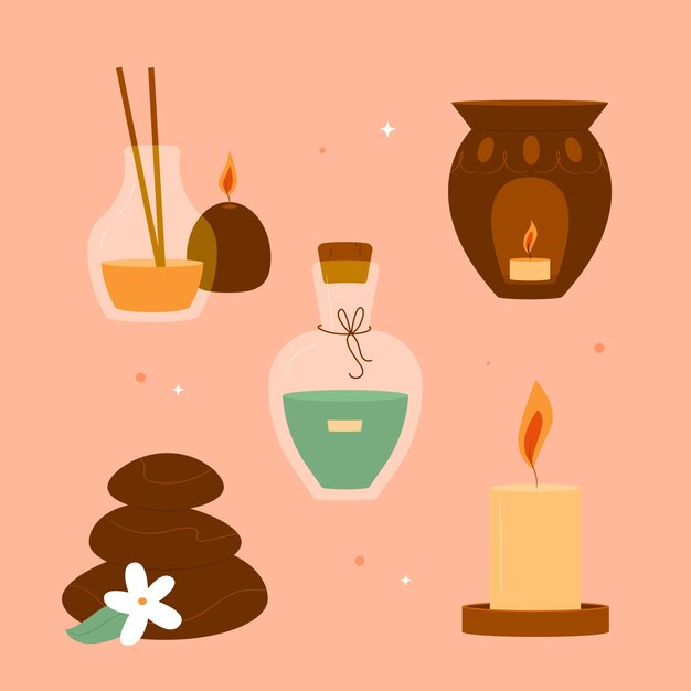 éléments de spa dessinés à la main