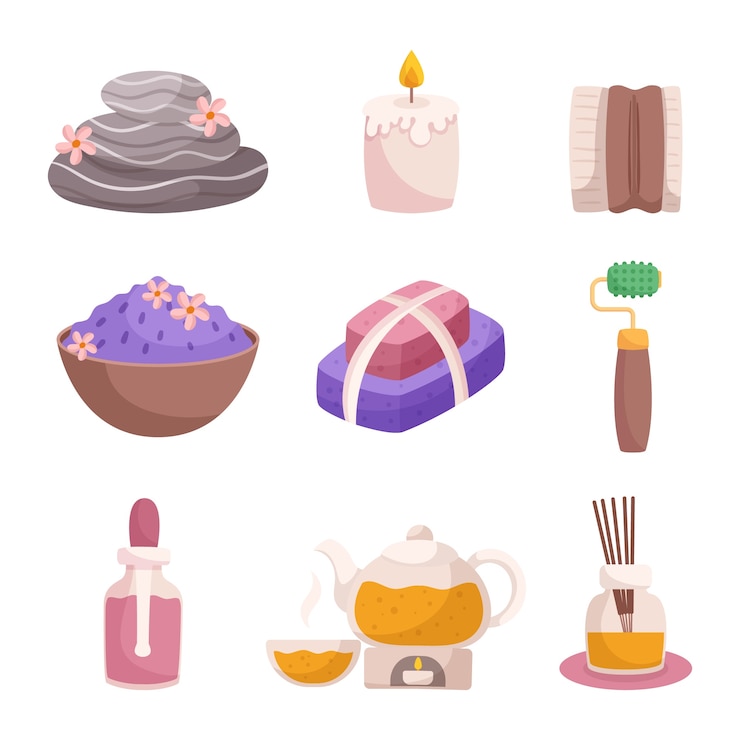 Vecteur gratuit éléments de spa dessinés à la main