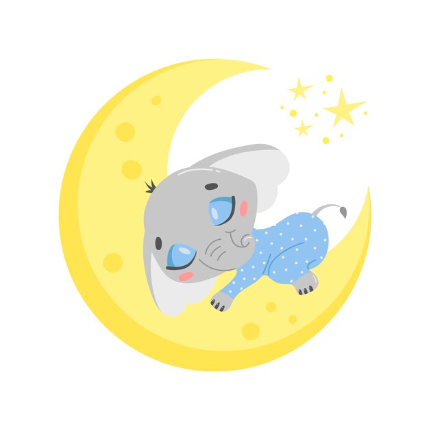 Mignon Bebe Elephant Dort Sur La Main De Dessin Anime De La Couleur De L Eau Vecteur Premium