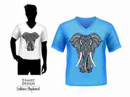 Vecteur gratuit Éléphant indien doodle bannière de conception de t-shirt