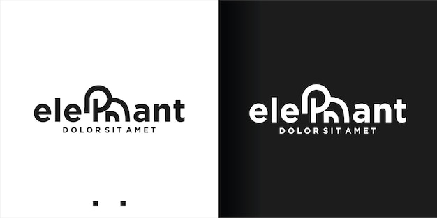 Éléphant logo mascotte dessin au trait design vector illustration moderne style concept pour badge