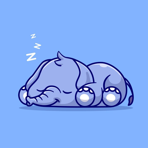 Éléphant Mignon Dormir Dessin Animé Vecteur Icône Illustration Nature Animale Icône Concept Isolé Prime
