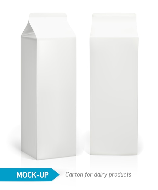 Emballage En Carton Blanc Réaliste Pour Les Produits Laitiers, Les Jus Ou Le Lait. Paquets Vecteur Premium