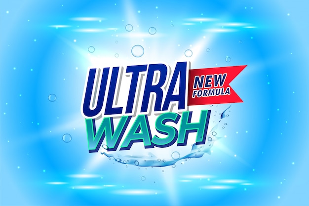 Vecteur gratuit emballage de détergent à lessive pour ultra wash