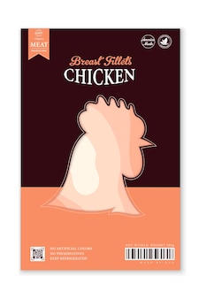 Emballage de viande de poulet de vecteur ou conception d'étiquettes. silhouette de poule. éléments de conception de boucherie ou d'élevage de volailles
