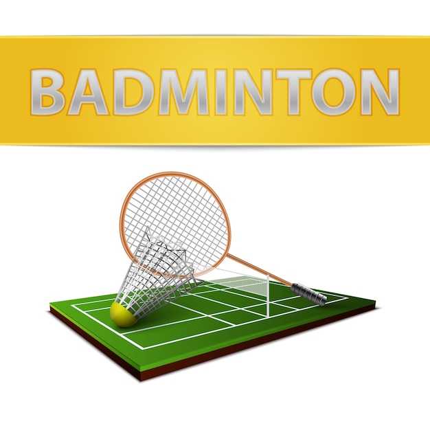 Vecteur gratuit emblème de badminton et raquette