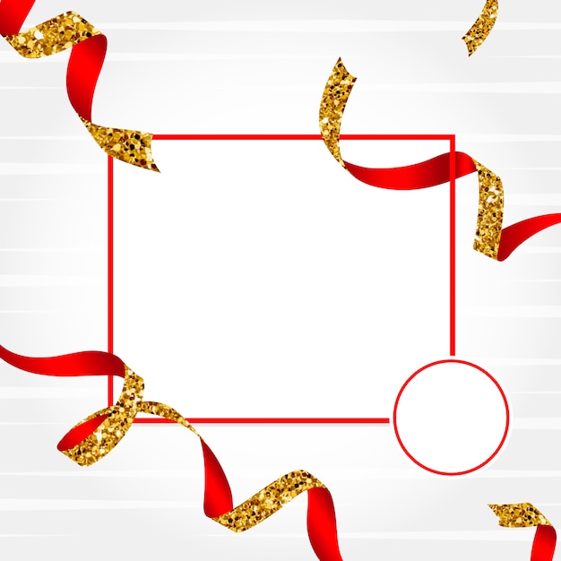 Vecteur gratuit emblème blanc doré et rouge avec un vecteur de confettis