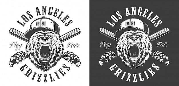 Emblème De Club De Baseball Monochrome Vintage