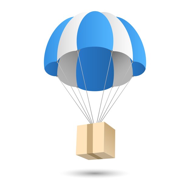 Emblème de concept de livraison de cadeau de parachute