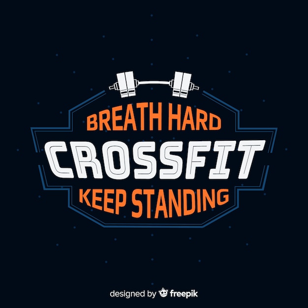 Vecteur gratuit emblème crossfit avec phrase de motivation