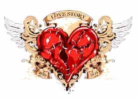 Vecteur gratuit emblème du coeur avec des rubans