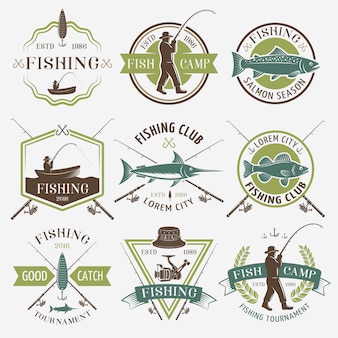 Emblèmes colorés de clubs de pêche