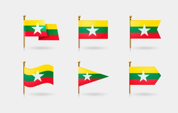 Vecteur gratuit emblèmes nationaux du myanmar réalistes