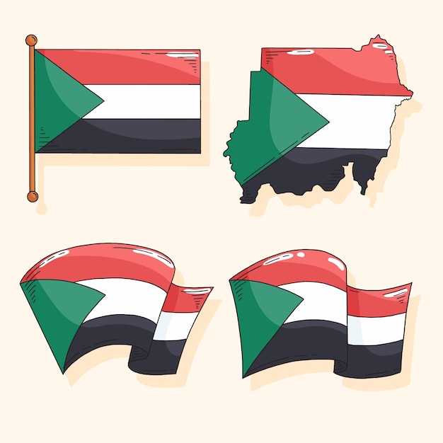 Emblèmes nationaux du soudan dessinés à la main