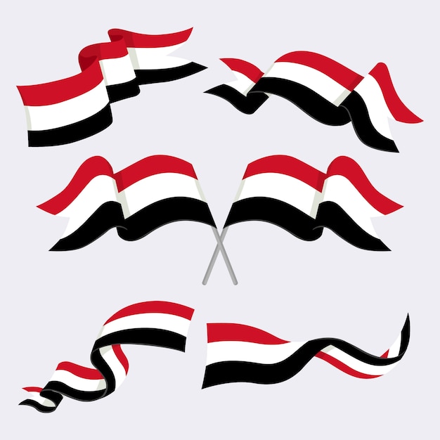 Vecteur gratuit emblèmes nationaux du yémen design plat dessinés à la main