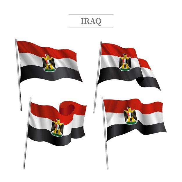 Emblèmes nationaux irakiens design plat dessinés à la main