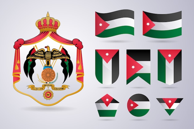 Emblèmes Nationaux De La Jordanie Design Plat Dessinés à La Main