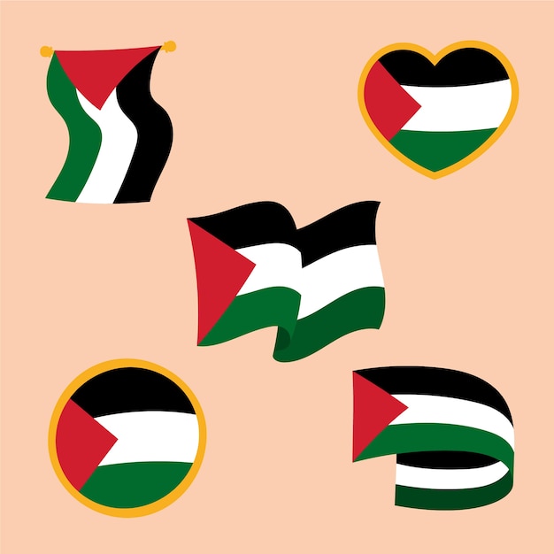 Emblèmes Nationaux De Palestine Design Plat Dessinés à La Main