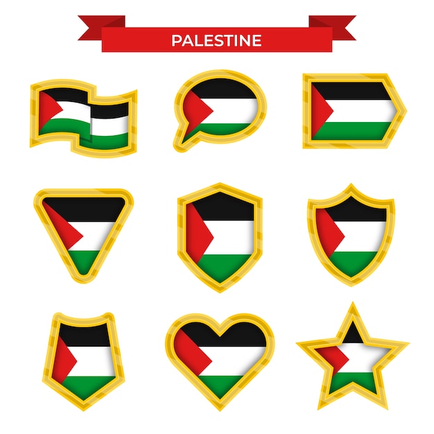 Vecteur gratuit emblèmes nationaux de palestine design plat dessinés à la main