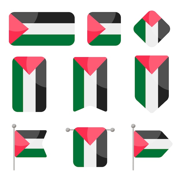 Vecteur gratuit emblèmes nationaux de palestine design plat