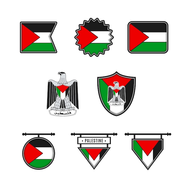 Vecteur gratuit emblèmes nationaux de palestine design plat