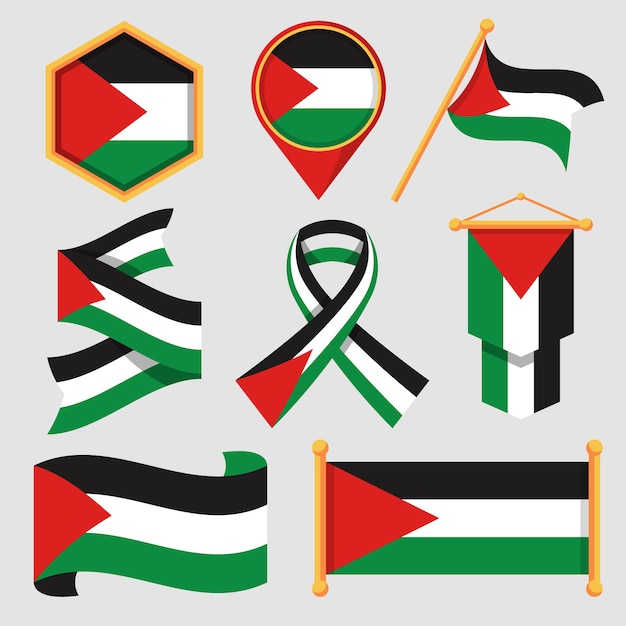Vecteur gratuit emblèmes nationaux de palestine design plat