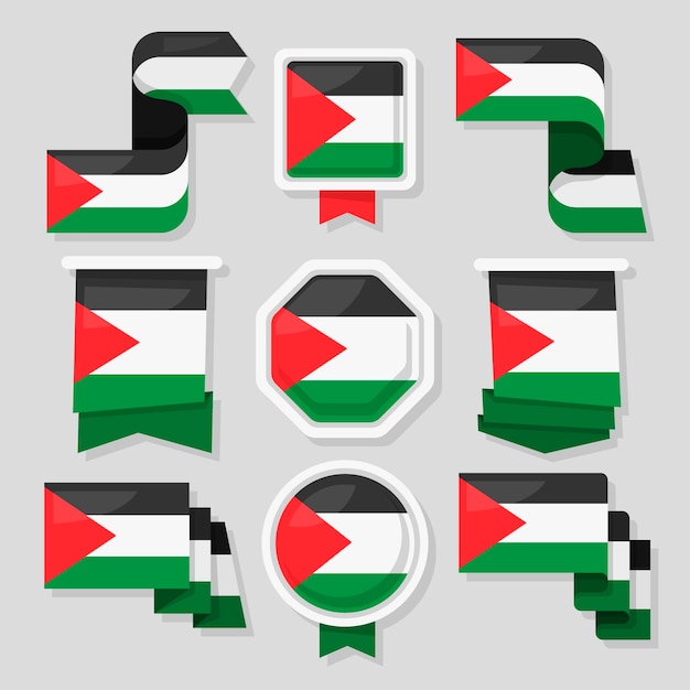 Vecteur gratuit emblèmes nationaux de palestine design plat