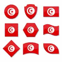 Vecteur gratuit emblèmes nationaux tunisiens design plat dessinés à la main