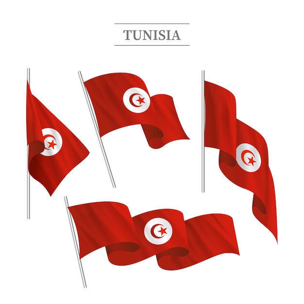 Emblèmes nationaux tunisiens design plat dessinés à la main