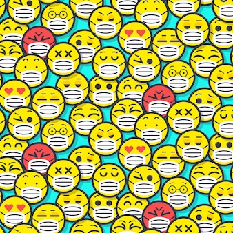 Emoji plat avec motif de masque facial