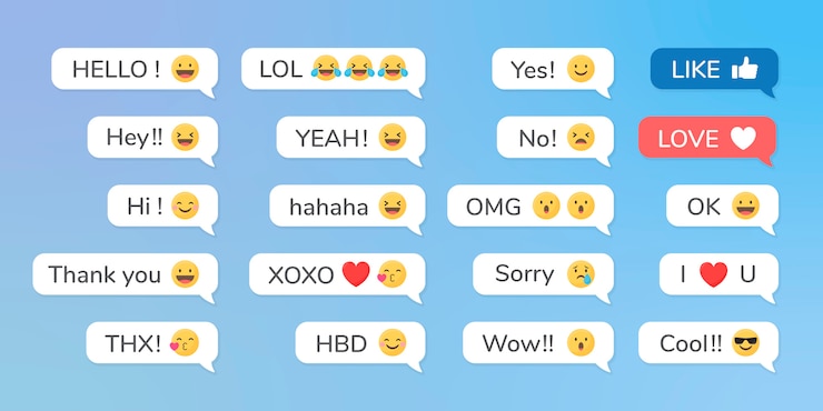 Vecteur gratuit emojis dans les messages