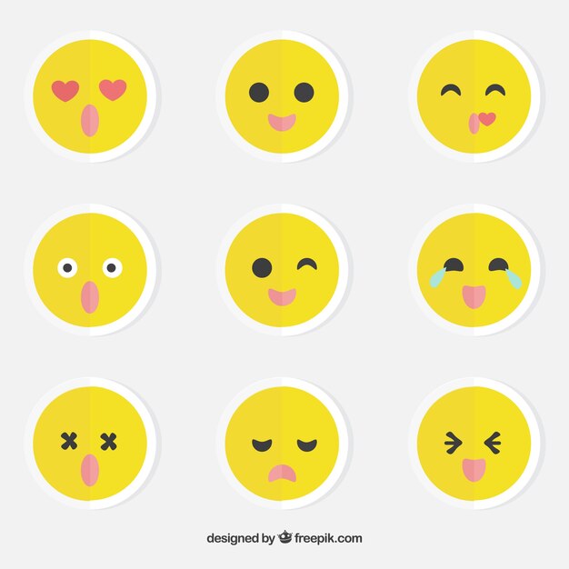 Emoticon autocollants avec six expressions différentes