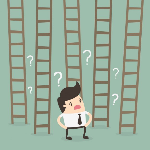 Employé doutant avec les échelles