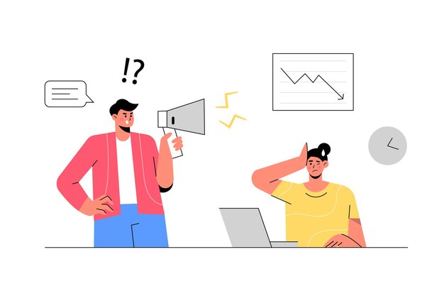 employé travaillant dans l & # 39; illustration vectorielle plane bureau intérieur lieu de travail