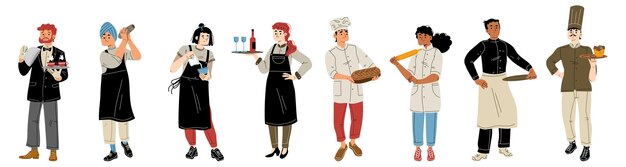 Employés du personnel du restaurant chef serveur boulanger