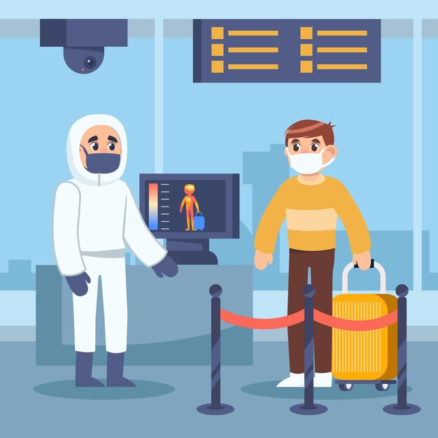 Employeur et passager portant des masques médicaux